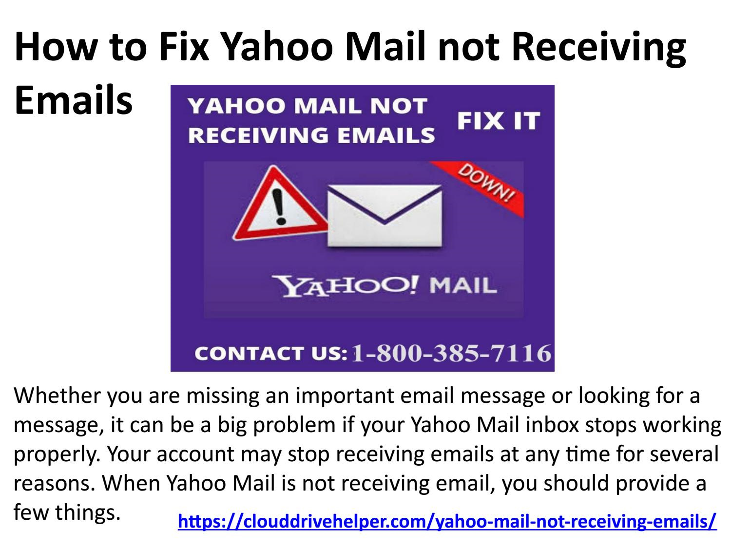 how to fix it when yahoo mail is not receiving emails