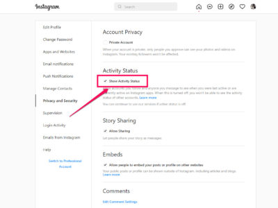 how to turn off active status on instagram