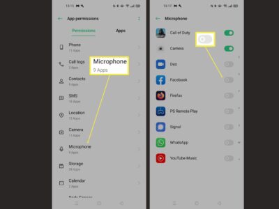 how to turn on microphone on an android phone