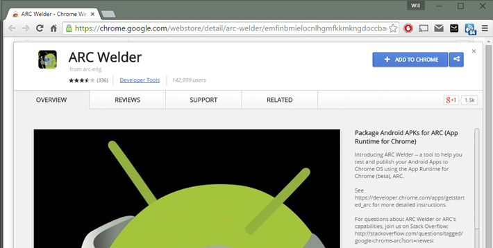 how to use googles arc welder to run android apps in chrome